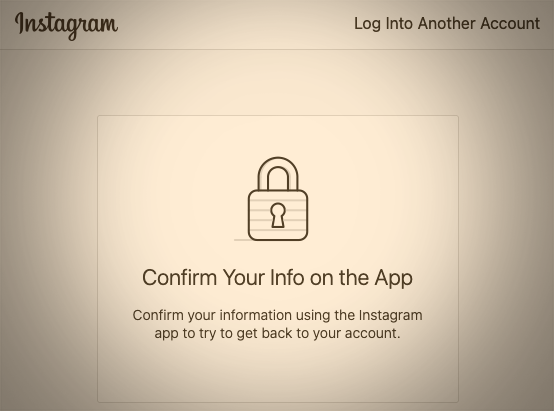 Confirm your info on the app instagram