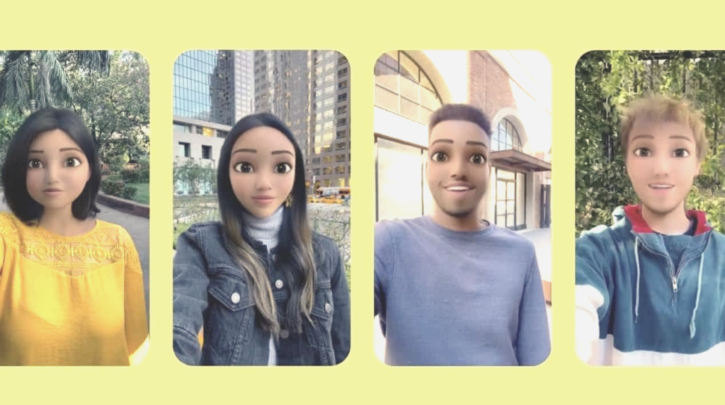 send a snap with the cartoon face lens