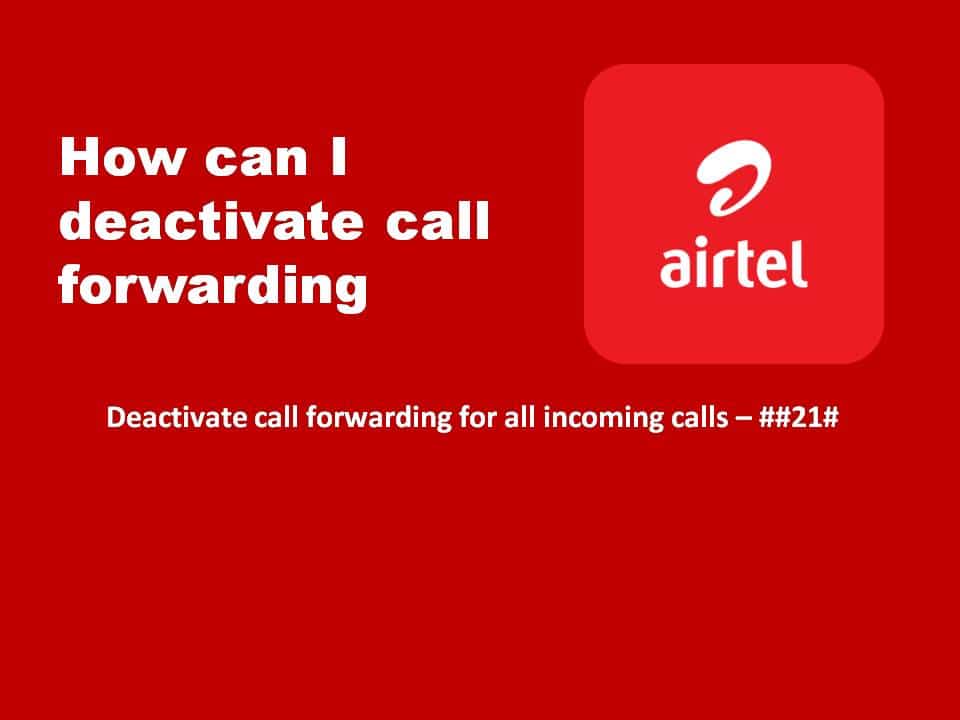 airtel call forwarding deactivate code