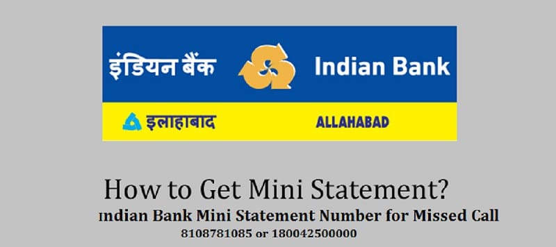 indian bank mini statement number