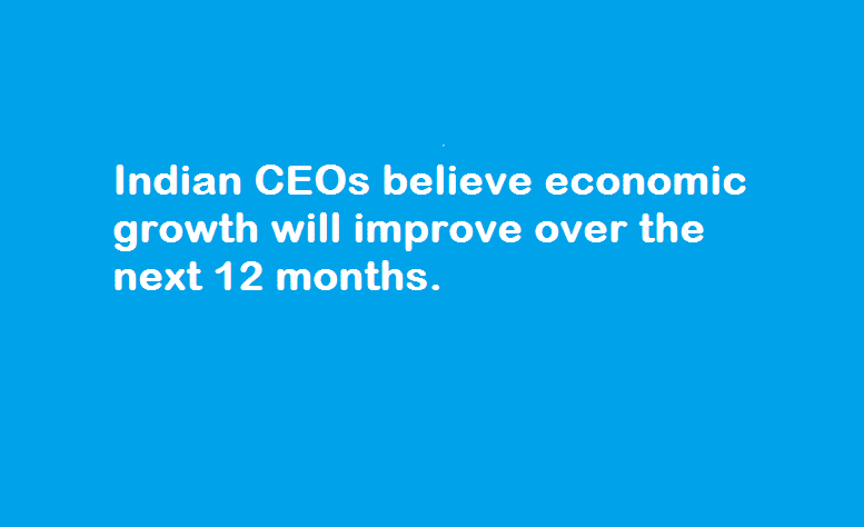 Indian CEOs believe economic growth will improve over the next 12 months