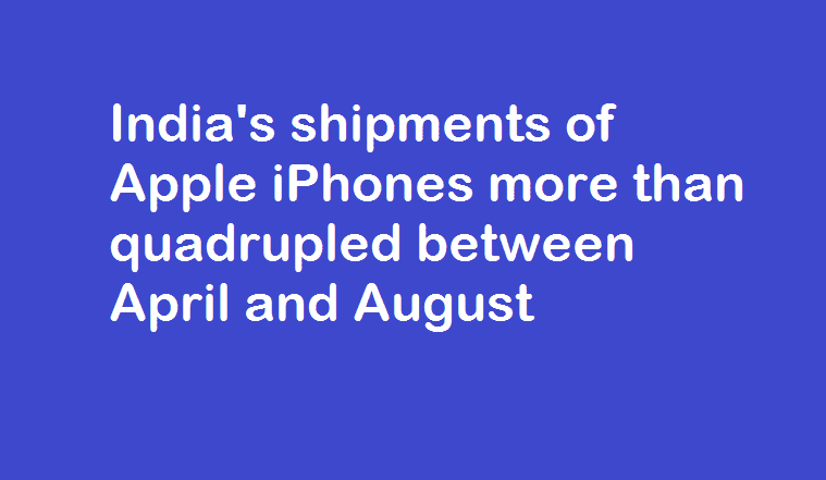 India's Shipments of Apple iPhones more than Quadrupled between April and August